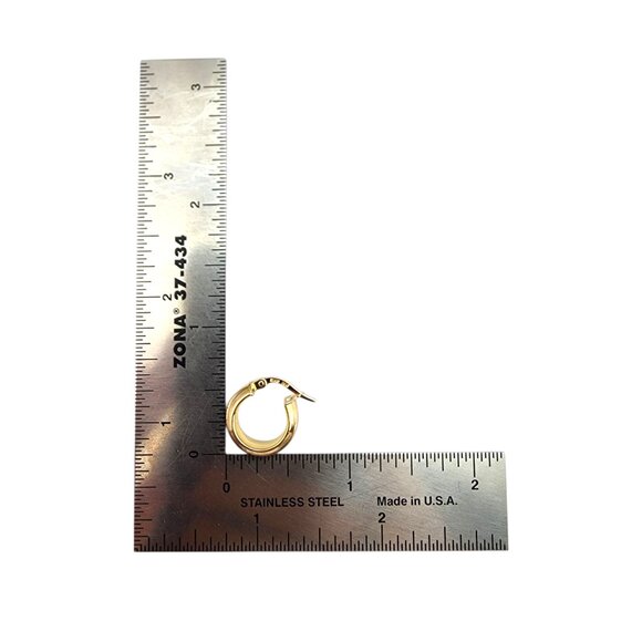 14K Yellow Gold Huggie Hoop Earrings #22720 - Picture 8 of 9